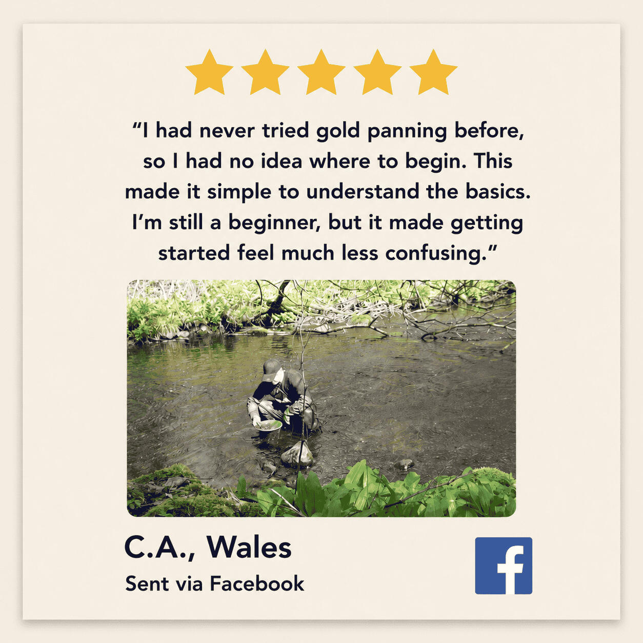 Gold panning testimonial